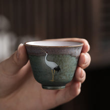 Load image into Gallery viewer, Rui Ching Cheung Crane Tea Cup Handmade Stoneware Kiln Baked Retro Teacup Personal Master Cup Cup Teacups Tea
