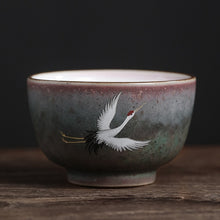 Load image into Gallery viewer, Rui Ching Cheung Crane Tea Cup Handmade Stoneware Kiln Baked Retro Teacup Personal Master Cup Cup Teacups Tea
